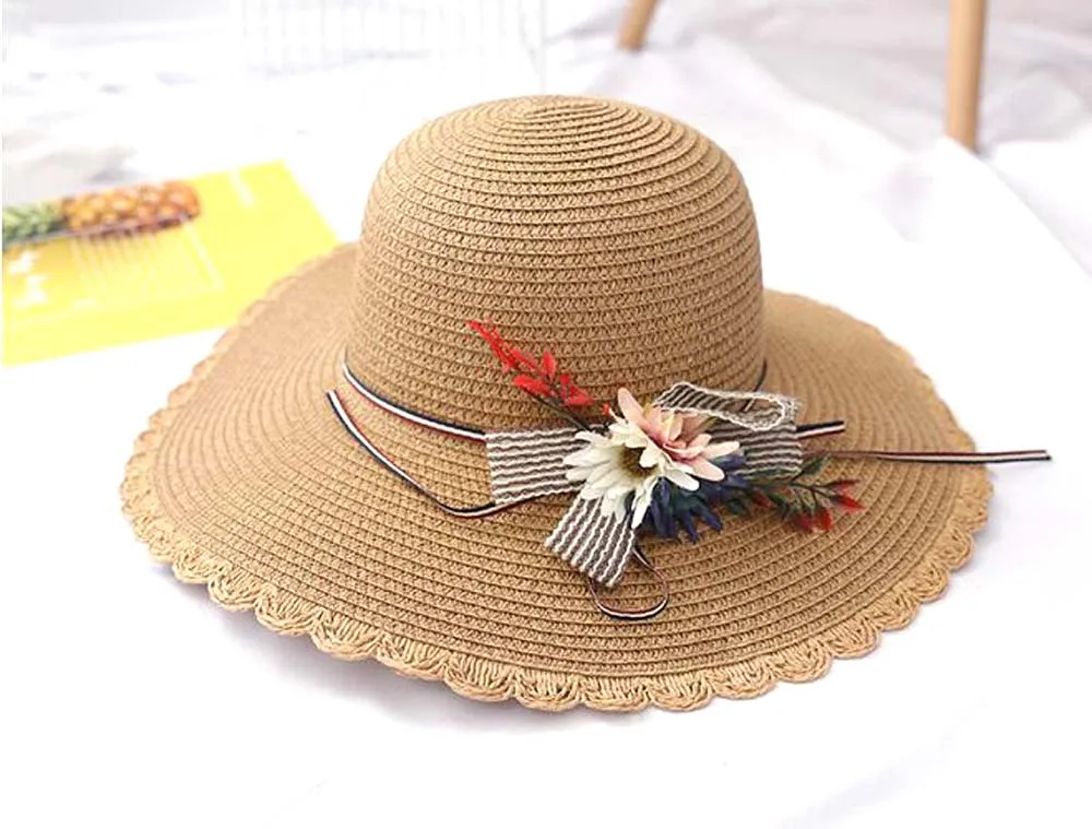 XEONGKVI летние складные бант Цветок Солнцезащитные шляпы Chapeau Femme Ete широкие поля пляжные соломенные шляпы для женщин Девушка родитель-Детские