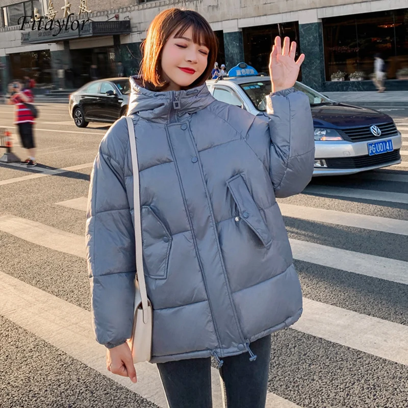 

Fitaylor 2019 New Winter Padded Coats Women Cotton Down Parkas Wadded Turtleneck Jacket Loose Casual Warm Overcoats