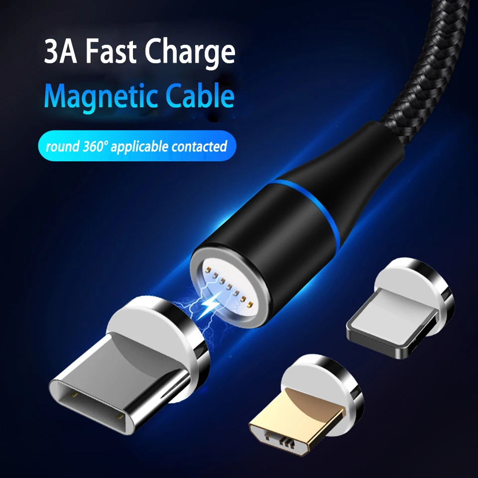 Магнитный зарядный кабель 3а mi cro Usb type c, быстрая зарядка, Usbc Magnetico Cavo для samsung Galaxy S9 8 A9 A50 A70 Xiaomi mi a2