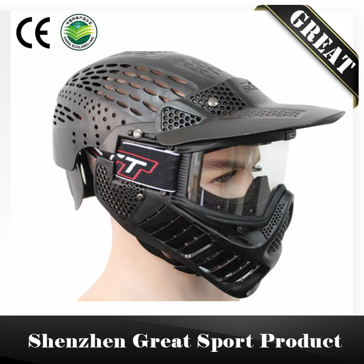 Оливковая маска для пейнтбола с полным покрытием головы с анти-запотевающим тепловым двойным стеклянным объективом