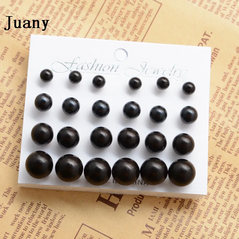 cheap stud earring 12 pcs simulated prearl earrings for women fashion stud earring02