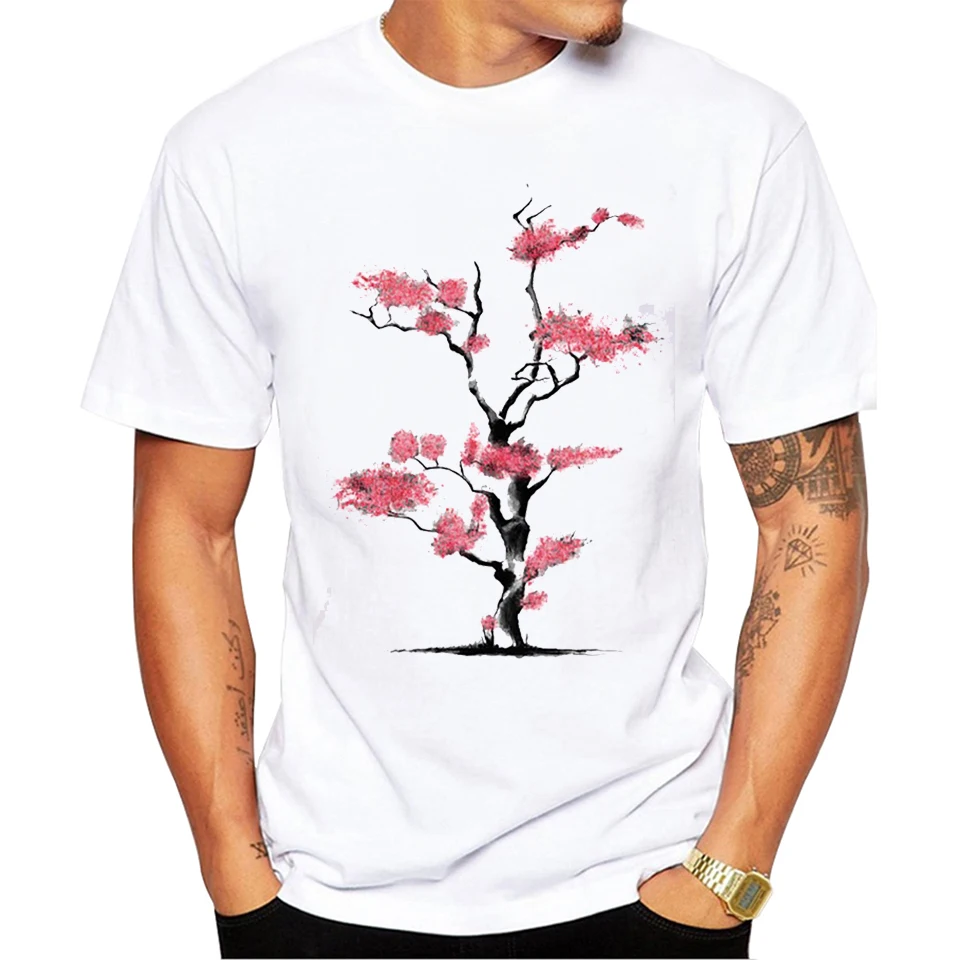 TEEHEART 2017 New Arrivals Summer Cherry Blossoms Vintage Printed t