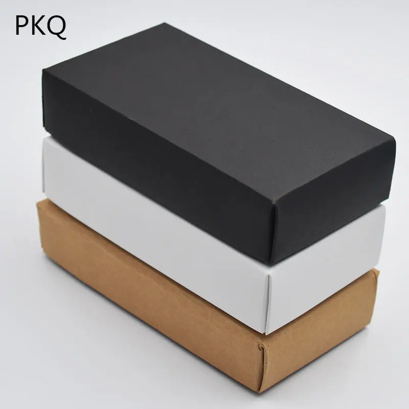 

20pcs Brown Paper Kraft Boxes Post Craft Pack Box White Blank Carton Paper Gift Box with Lid Black Gift Carton Cardboard Box