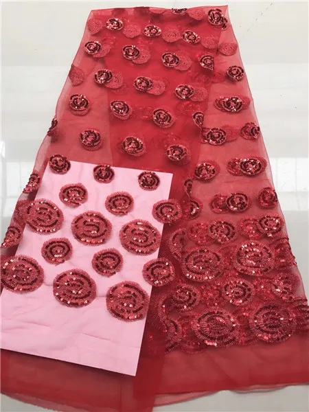 

High Quality Sequins Lace Fabrics Latest Wholesale Magenta French Lace Fabric with Sequins for Wedding Evening Dress