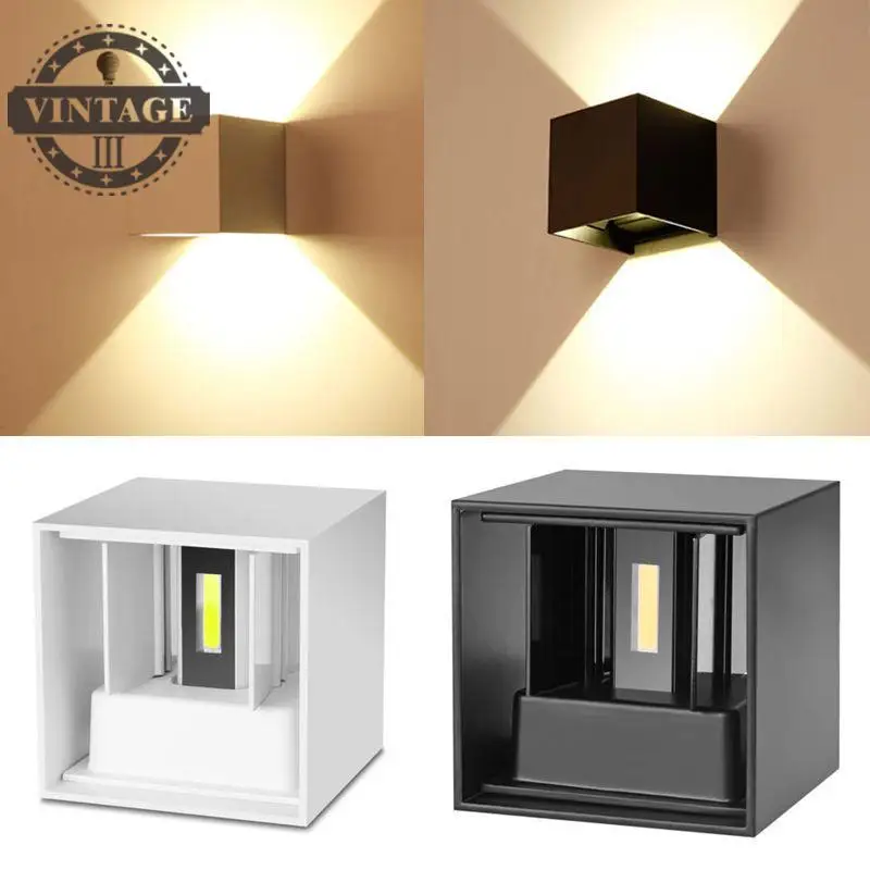 

6w 12w Led Wall Lamps Waterproof Ip Cube Adjustable Surface Mounted Up Down Led Sconce For Garden Wall Light