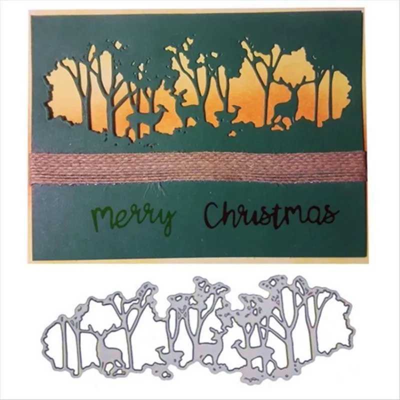 

Christmas Forest Deer Background Metal Cutting Dies Decorative Scrapbooking Steel Craft Die Cut Embossing Paper Cards Stencils