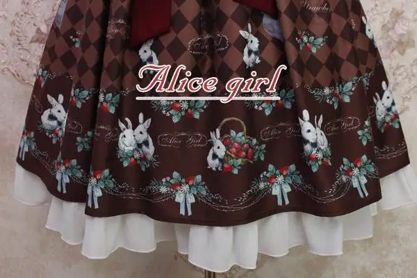Платье в стиле Лолиты с принтом клубники и кролика; JSK; платье Alice Girl