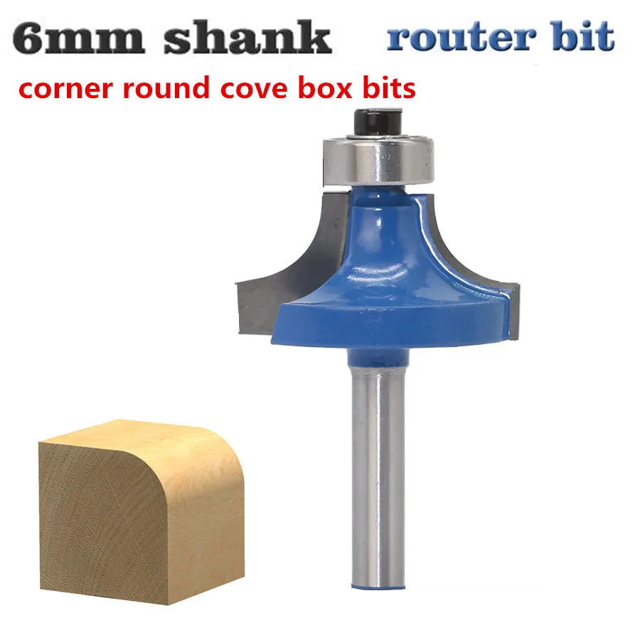 

1Pc 6mm Shank 2 Flute Corner Round Over Router Bit With Bearing Tungsten Carbide Tools Router Bits For Wood