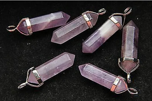 

1 Pcs 6 Sided Amethyst Crystal WAND Healing Reiki Pendant