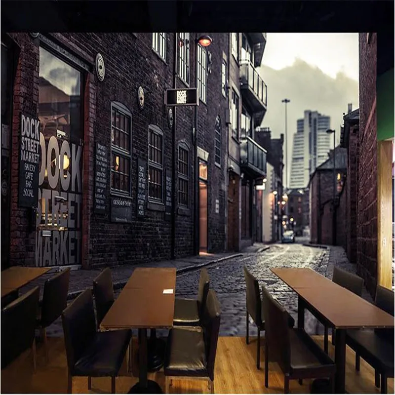 

photo wallpaper Black and white retro nostalgia Continental Cafe Restaurant KTV street cafe large mural 3d wall murals wallpaper