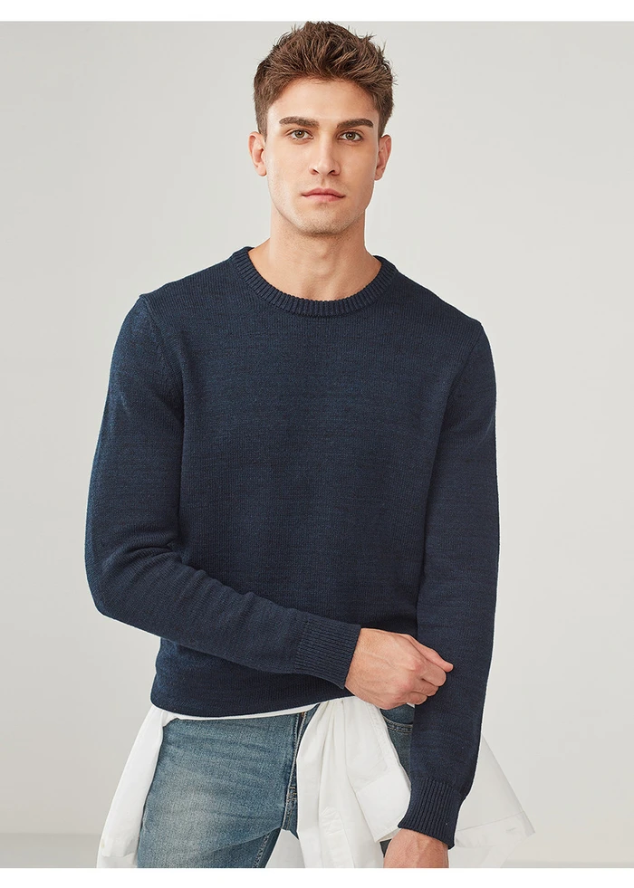 Giordano мужской вязаный пуловер с круглым воротом и длинными рукавами, имеет три варианта окраса и широкий размерный ряд