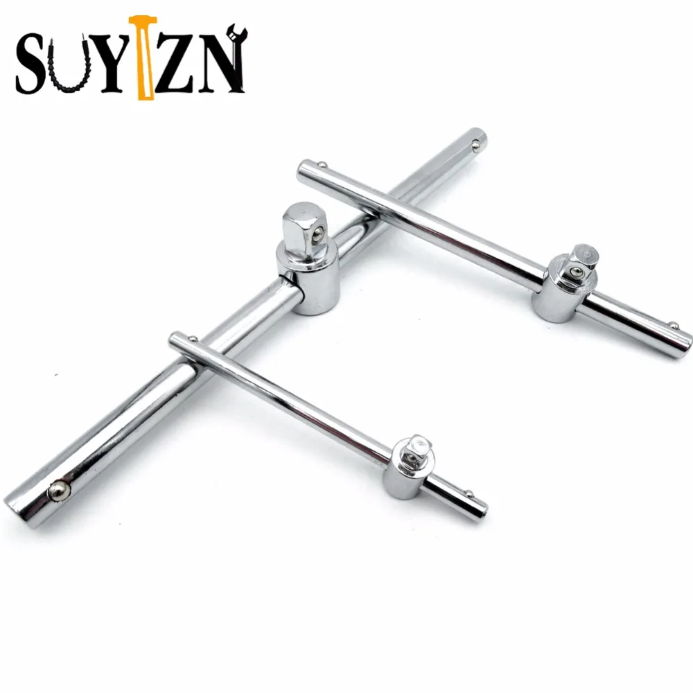 3Pc Sliding Socket Wrench Bar Bent Rod Handle For Socket Connection 3/8