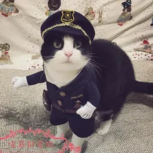 Drôle Halloween animal chat chien de police costume cosplay avec chien de police chapeau petit chien puppy parti uniforme costume veste vêtements