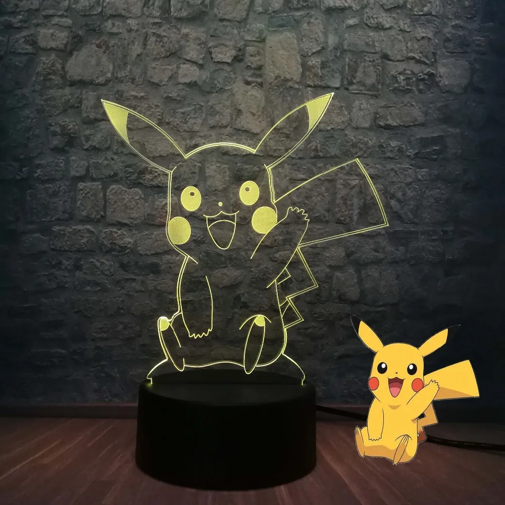 Pokemon Go экшн фигурка 3D RGB лампа Pikachu Fire Dragon Espeon визуальная Иллюзия светодиодный