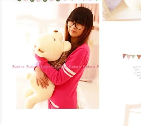 

Stuffed animal Teddy bear with brown cloth lying teddy bear sleeping bear about 27 inch plush toy 70 cm throw pillow doll w6793