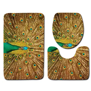 

Peacock Flaunting Its Tail Bathroom Decorative Bath Mat Toilet Cover Non-slip Bath Carpet Soft and Comfortable Bathroom Rug