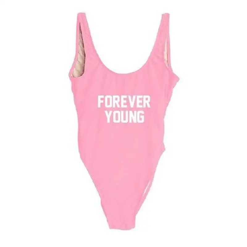 Женский купальник с открытой спиной Forever young черный пляжный монокини розовый