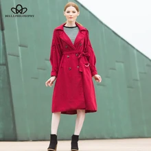 Bella philosophy Au'tu'm'n куртка пальто Женская двубортная ветровка пояса для пальто Женская Повседневная Верхняя одежда с длинным рукавом