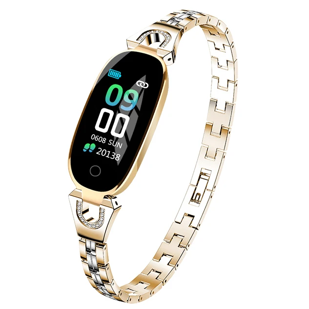 

fashion ladies H8 heart rate step counter fitness monitoring 0.96 inch color screen IP67 waterproof sports smart watch bracelet