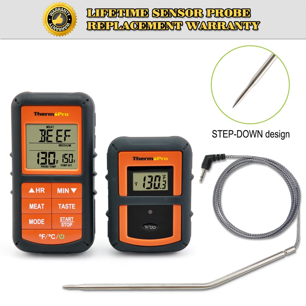 ThermoPro TP-07S беспроводной дистанционный Цифровой Кухонный Термометр для приготовления пищи, мяса с зондом для барбекю, курильщика, гриля