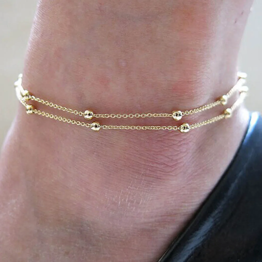 

European And American Trade Jewelry Chain Beads Anklets Double AliExpress Ebay Explosion Models Lady Ankle Bracelets