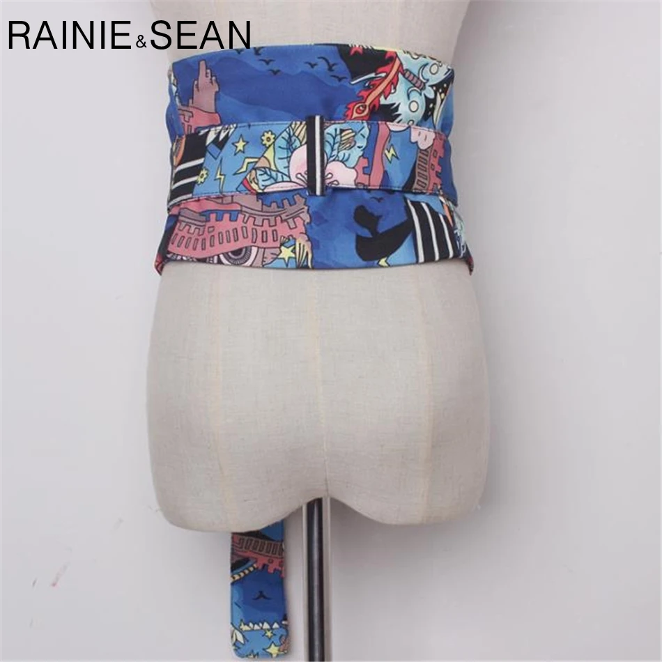 RAINIE SEAN Экстра Широкий пояс широкие пояса для женщин пояс для джинсов принт корсет поясной ремень булавка пряжка синее платье ремни обёрточная бумага
