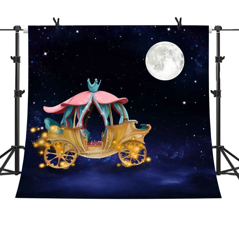 

MTMETY Halloween Fairy Tale Backdrop Pumpkin Carriage Backdrop Cinderella Background Night View Props Photo Vinyl Video Studio