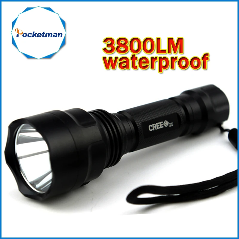 

3800lm C8 LED Flashlight Hunting Torch Q5 Led Torch light lantern nitecore Waterproof For 1x18650