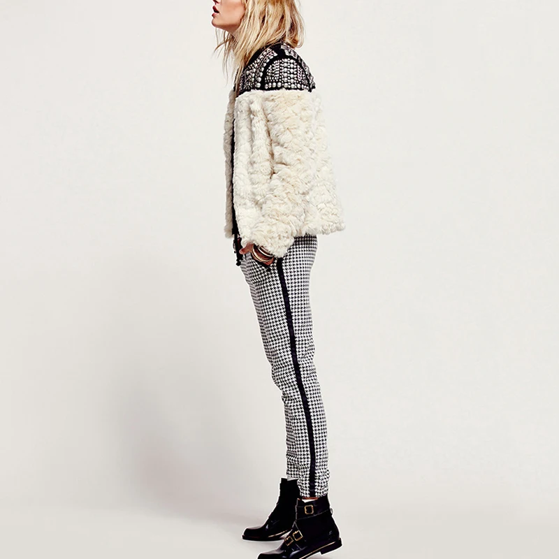 TWOTWINSTYLE Fleece Rivet Coat For Women Faux Fur Patchwork Long Sleeve Thick Cardigan Female 2018 Winter Harajuku New Clothing