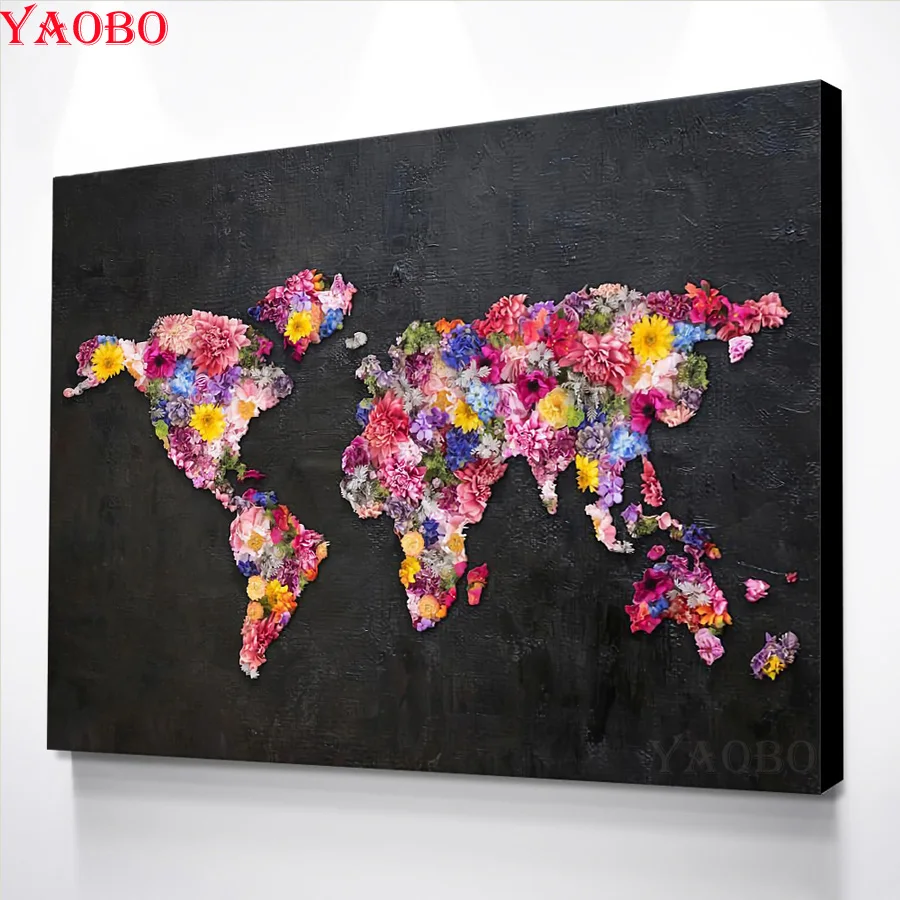 

DIY Diamond Painting New 2019 Diamond Embroidery flower world map Cross Stitch Diamond Mosaic pattern of Rhinestones Decoration