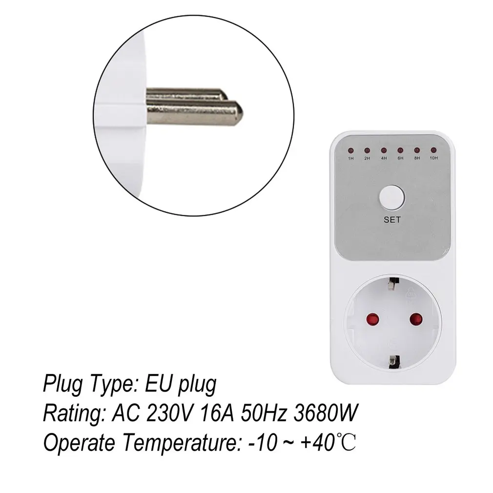 Mini LED 230V 16A 1h 10h Countdown Timer Switch Socket Outlet Plug in
