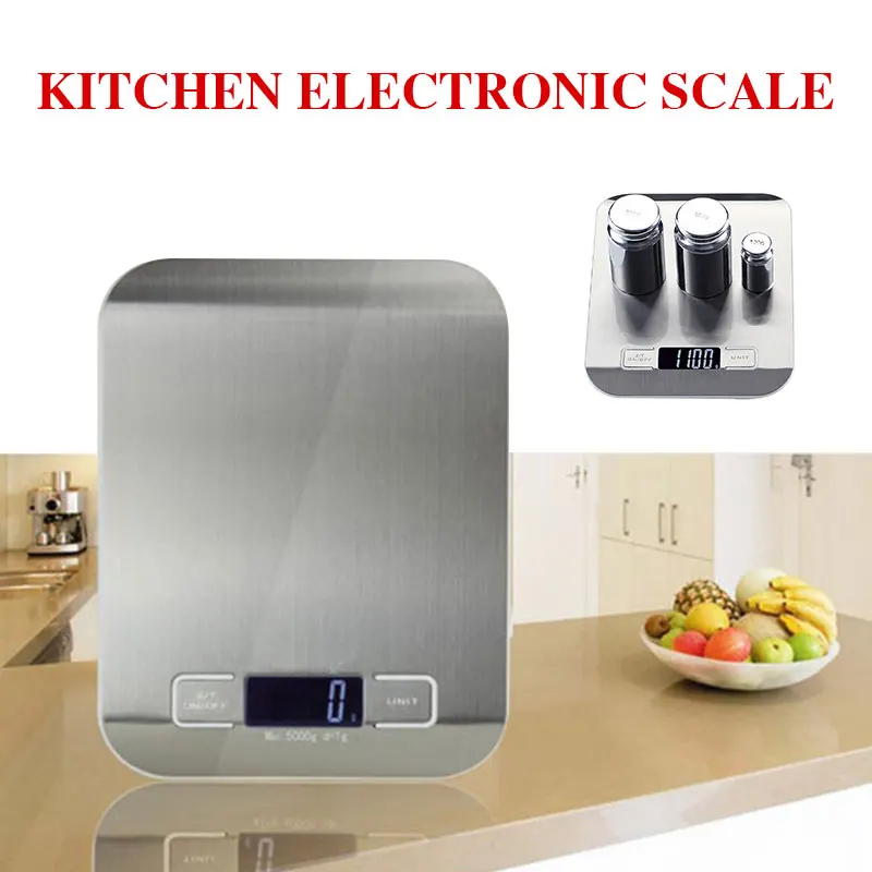 

Stainless Steel Digital LCD Display Food Kitchen Scale Weighing Food Scale Platform Cooking Measure Tools Multi-function Silver