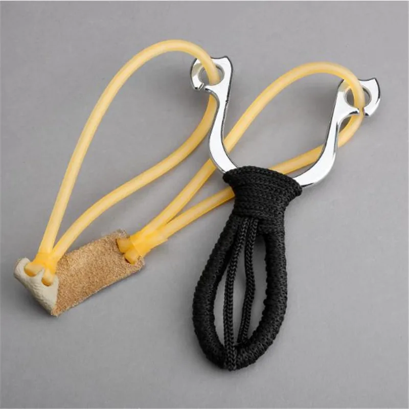 

Hunting 1 PC stainless steel high-power catapult outdoor camping ejector + rubber band sling shooting sports shooting tool black