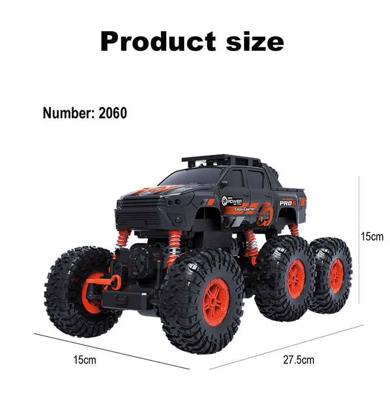 1/16 RC Car 6WD drive remote climbing car Double Motors Drive Bigfoot Cars 2.4Ghz Electric RC Toys High Speed Off-Road Vehicle