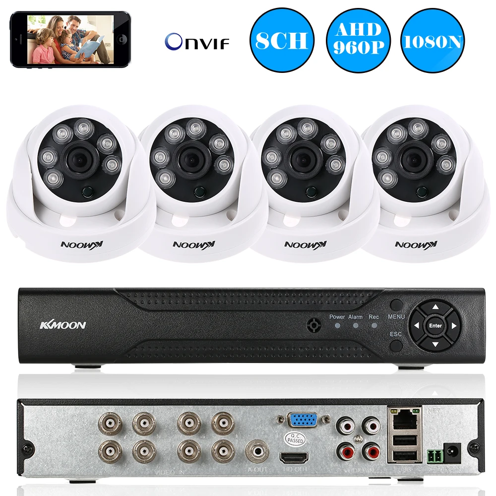 KKmoon 8CH AHD 1080N DVR с 4 шт. 960 P AHD CCTV камера обнаружения движения ночного видения камеры безопасности системы наблюдения комплект