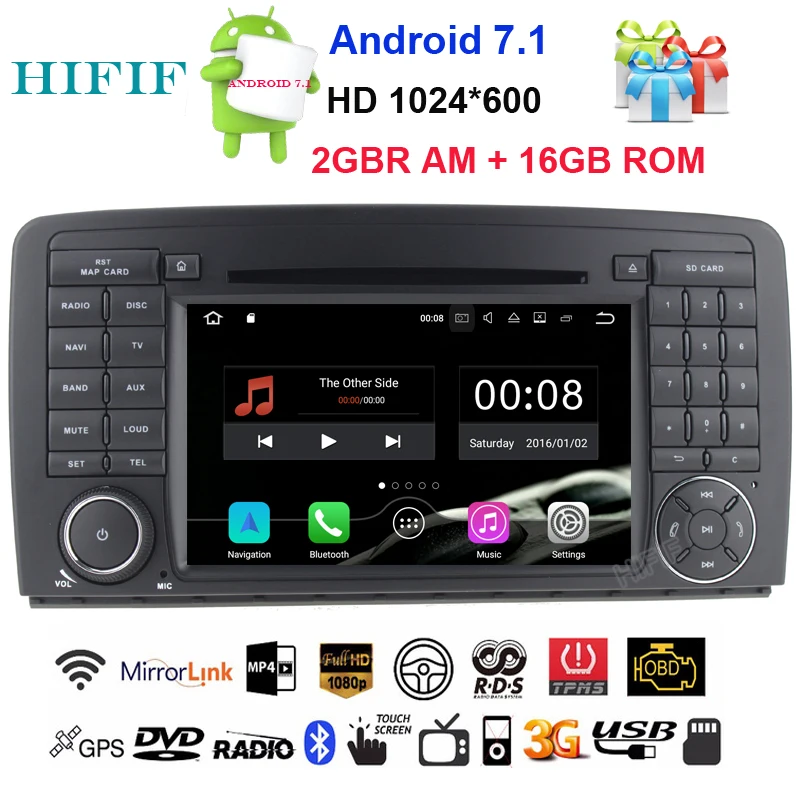 Discount HIFIF Android 7.1 Car GPS Navigation DVD for Mercedes Benz R Class W251 R280 R300 R320 R350 R500 W Radio BT WIFI 1024*600 Screen 0