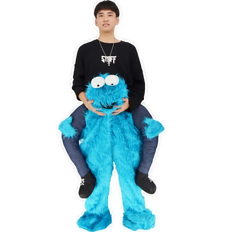 2017-Elmo-Stuffed-Ride-on-Me-Sesame-Street-COOKIE-MONSTER-Mascot-Carry-Back-Fancy-Dress-Costums