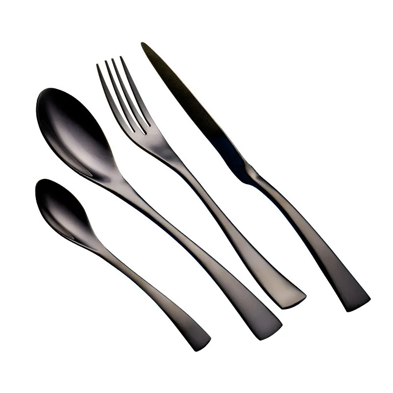 

24pcs/set Classical Knight Black Stainless Steel Cutlery Set Flatware Sets Dinner Knives Fork Spoon Set Dinnerware Tableware