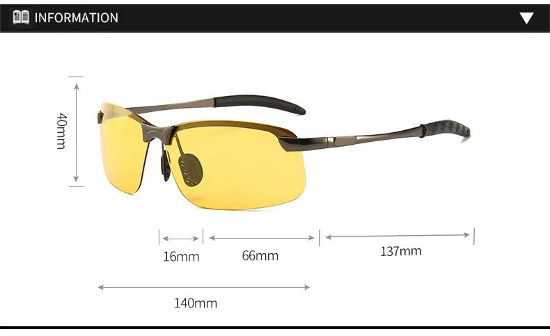 Интеллектуальные фотохромные Солнцезащитные очки Мужские поляризационные полуободные очки ночного видения очки для вождения Спортивные Очки День Ночь желтые линзы L3