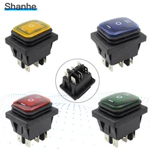 1pcs fixed self-locking Waterproof 3 Positions 6Pin Rocker Switch with 12V lamp