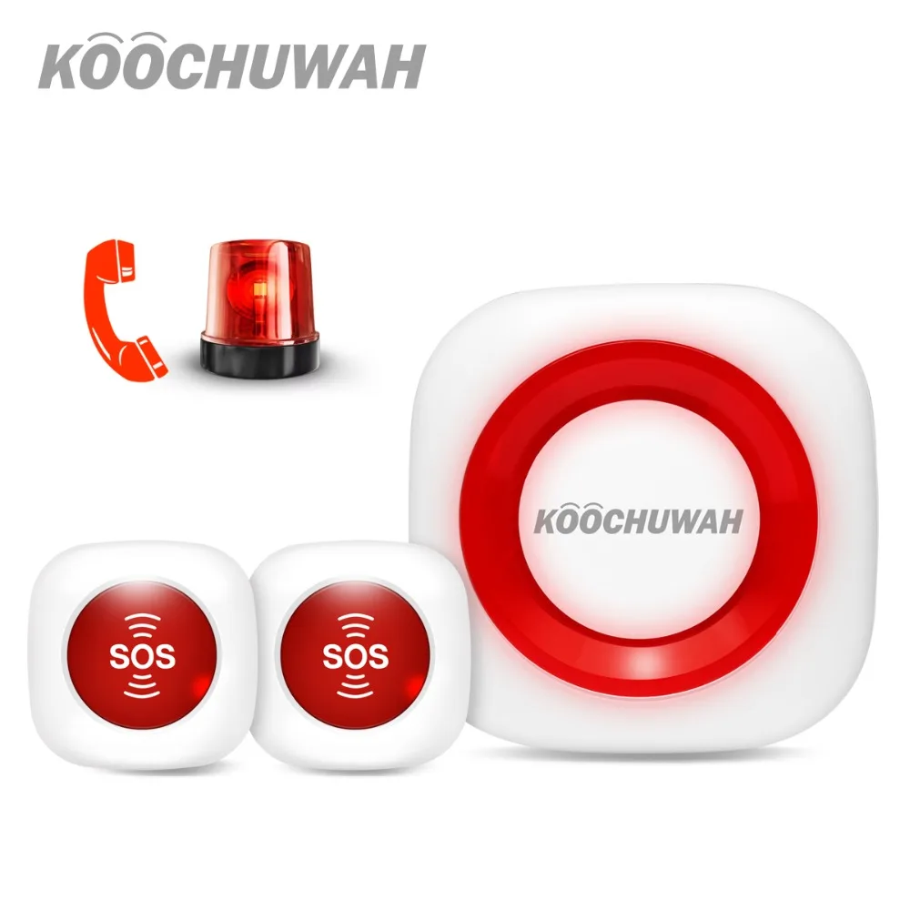 

Koochuwah SOS Panic Button Alarm GSM SMS Notification Emergency Button Auto Dail Elderly Alarm for Invalid/Disable People/Old
