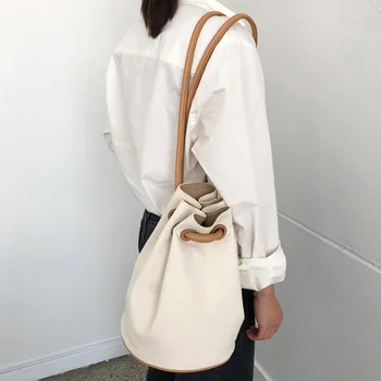 

Brand Canvas Stitching Bucket Bag Female Designer Handbags Ladies Girls Casual Fashion Crossbody Messenger Bags for Women