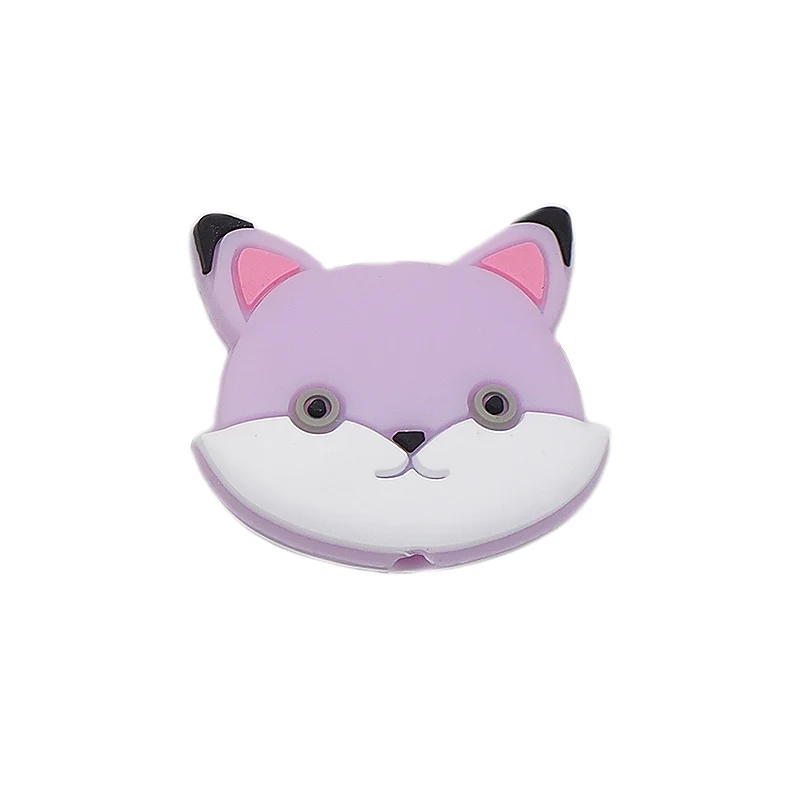 Purple Chengkai 10 шт Силиконовые Прорезыватели для зубов DIY Единорог звезда Пингвин цветок коала Фламинго Детские Прорезыватели для зубов сенсорные ювелирные изделия Мультяшные бусины - Цвет: Purple