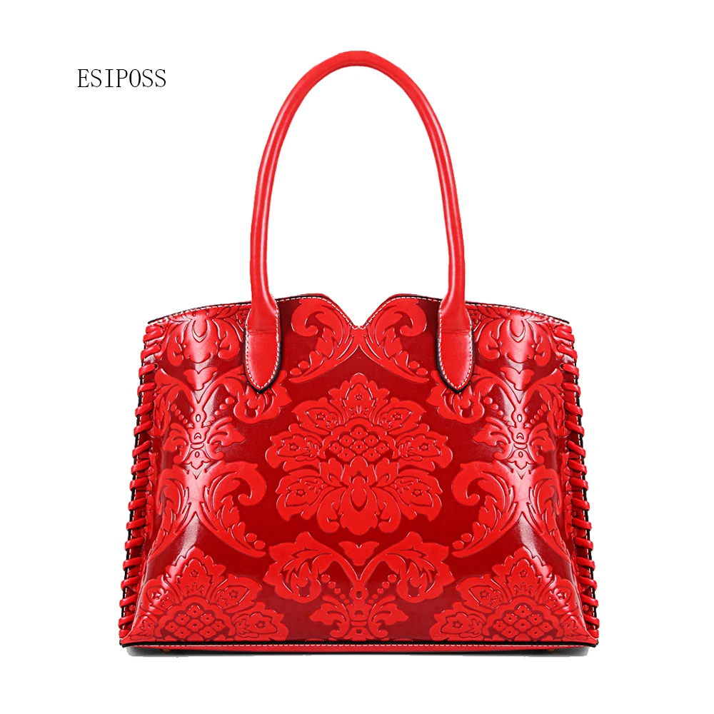 Chinese style embossed flower Women bag Famous brand designer female