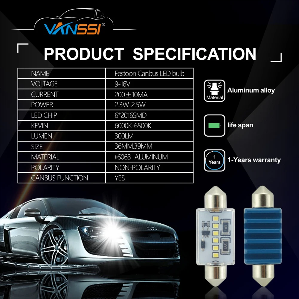 2x C5W led C10W лампочка DE3157 гирлянда внутренний светильник 31 мм 36 мм 39 мм 42 мм Canbus без ошибок 12 V-24 V 6000K белый