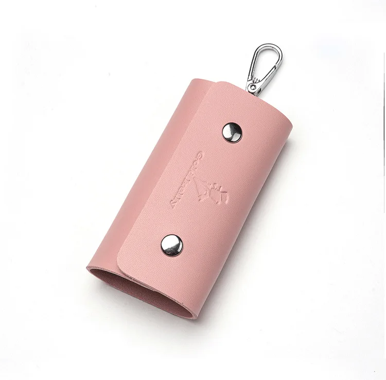 Женские ключницы из натуральной кожи, ключница, кошелек для смарт-ключа, мужские ключи для хранения, роскошные кожаные сумки, лучшие подарки - Цвет: Розовый