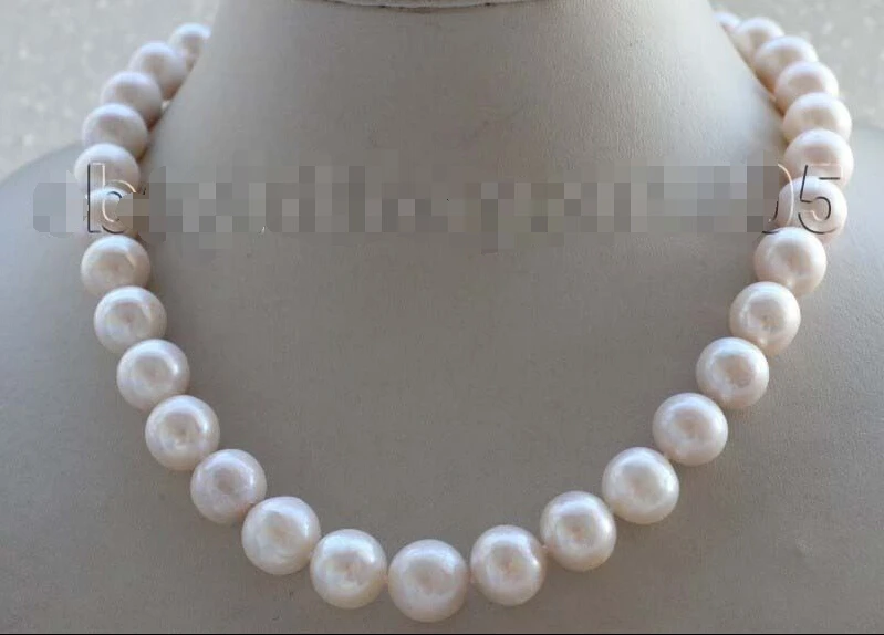 

Free shipping@@@@@ RW4512 A17" Genuine Natural 13mm white round Pearl necklace 18kgp#f1871! a