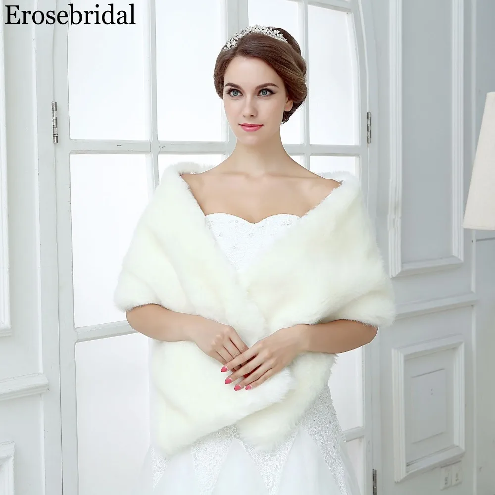 

Erosebridal Elegant Women Wedding Cope in Winter Bridal Wraps 2019 New Fur Shawl 150CM*30CM 48 Hours Shipping In Stock