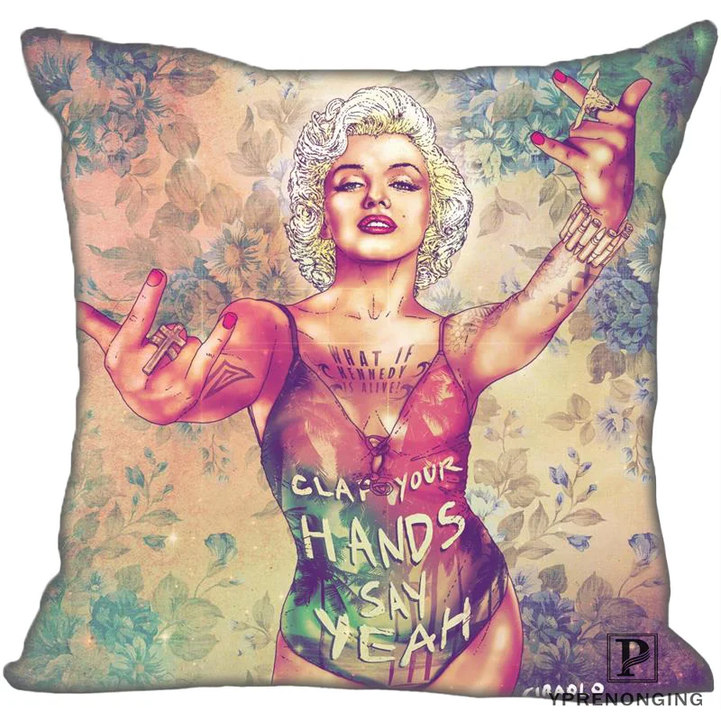 

Best Custom Marilyn Monroe (1)@ Pillow Case Bedroom Home Square zipper Pillowcases (One Side) #190404-01-187