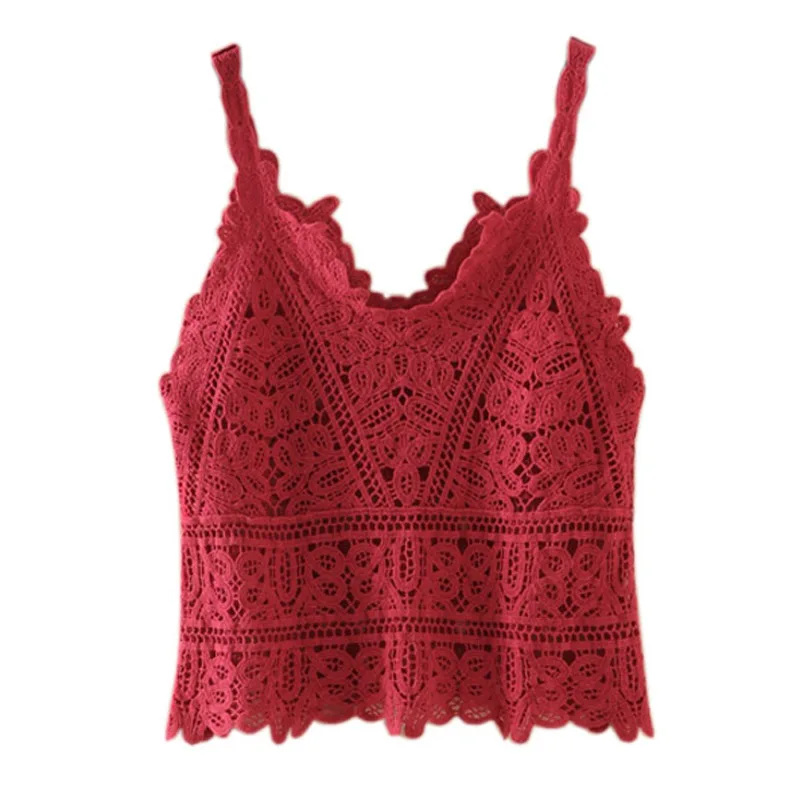 Women Lurex Cotton Short Knit Tank Camis Top Sexy Hollow Out Camisole